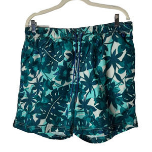 Lands' End Swim Trunks in Blue/Green Tropical Print Size Large 36-38